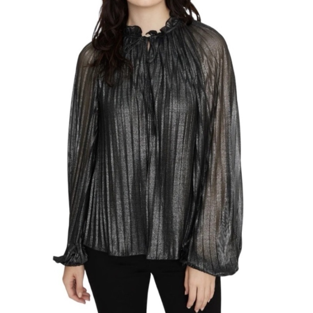 Sanctuary Live It Up Metallic Pleated Blouse